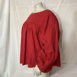 a.n.a Women’s Plus Size 2X Long Ballon Sleeve Round Neckline Garnet Glow NWOT